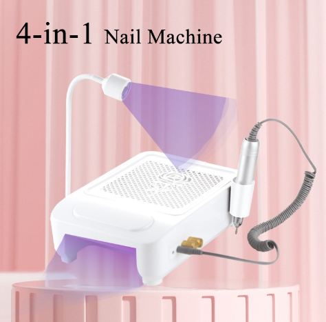 Multi-function 4-in-1 Nail Vacuum Cleaner Large Suction Nail Drill Machine Nail Baking Lamp Nail Polisher Nail UV Lamp XZM-102