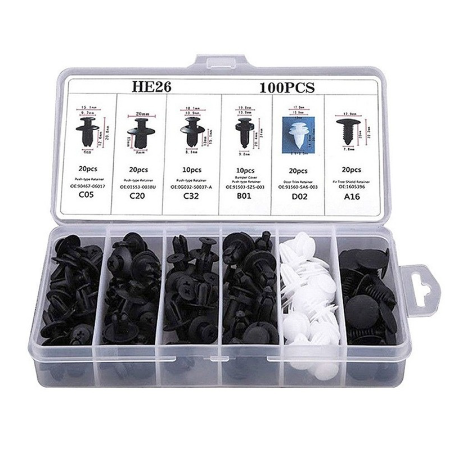 100pcs Auto fastener clip With Wrench Car Body Push Retainer Pin Rivet Bumper clip Car Accessories