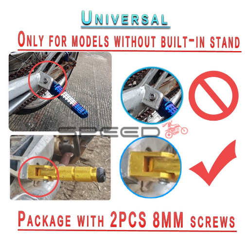 Speed MOTO Footrest Rear 1pair Universal CNC Pegs Pedals Replacement Aluminum Alloy Motorcycle