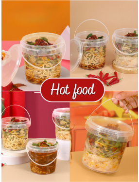 Plastic Pail with Lid and Handle Food Storage Bin in 280ML/500ML/1L/2L Capacities