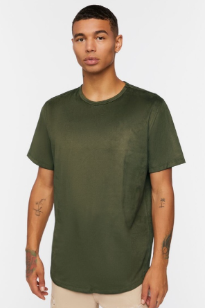 Forever 21 Men's Faux Suede Curved Tee