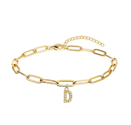 Fashion 26 Letters Alphabet Initials Crystal Bracelet Adjustable Bangle Women Men Jewelry Gift Wholesale D