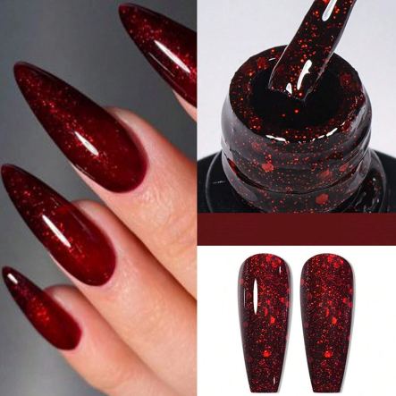 1 Colors 15ML Glitter Gel Nail Polish, Holographic Glitter Diamond Collection Glitter Nail Gel Set, Pink Golden Green Silvery Nail Polish Set,