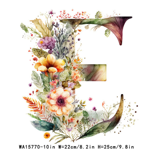 A-Z Letter Visual Design Iron On Transfer For Clothing Dtf Transfers Ready To Press E