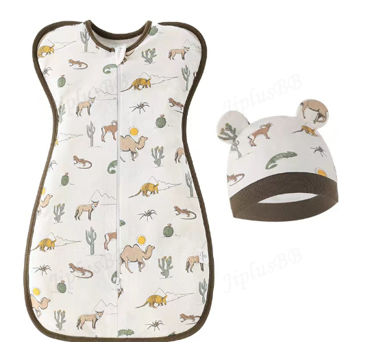 Newborn Swaddle Baby Muslin SW Blanket Hat Set Swaddle Bedding Wrap Blanket Baby Swaddling B9