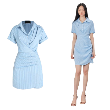 Lovito Women Knot Ruffle Dress L62ED134 (Blue)