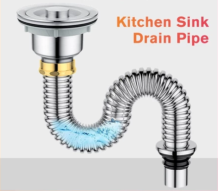 Kitchen Sink Drain Pipe Stainless Steel Washing Basin Sink Drain Pipe Extended