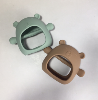 Baby Silicone Bear Design Never Drop Hand Teether, 100% Food Grade Silicone BPA Free, Infant
