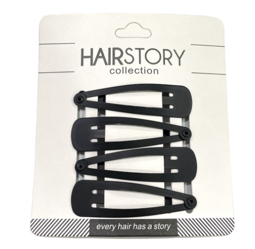 HAIRSTORY Classic Matte Black Metal Snap Clip