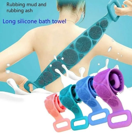 Silicone Bath Towel Dual Side Back Scrubber Belt Body Bath Brush Cleaning Tools Massage Brush