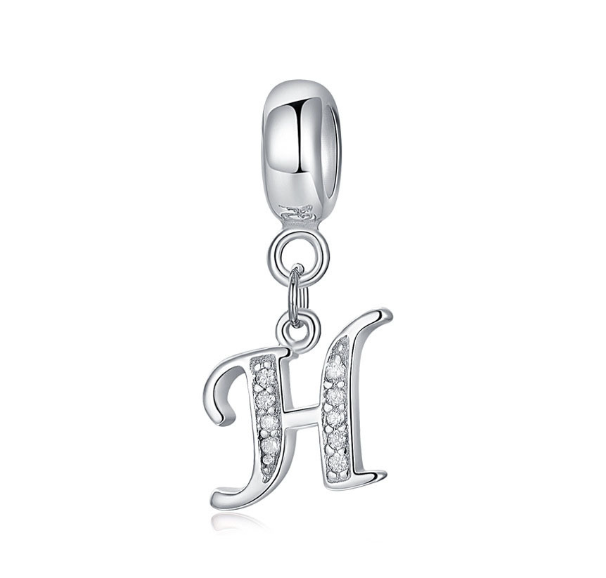 Pandora Letter Charm 925 Silver 26 Letters Diamond Charms Bracelet Pendant H