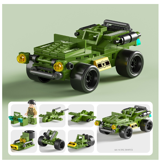 City Series 6 IN 1 SWAT Engineering Vehicle Educational Toy Model Block Toys Boy Children's Day Gift B37