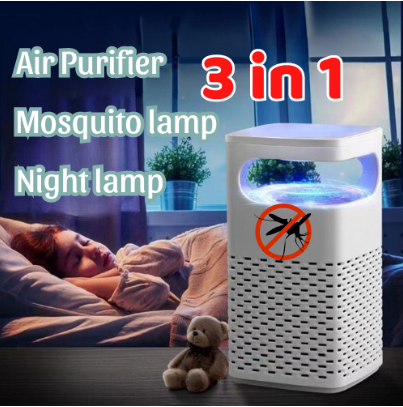 3 in 1 Air Purifier/Mosquito lamp for Room with Activated Carbon HEPA Filter blue night light 5V USB