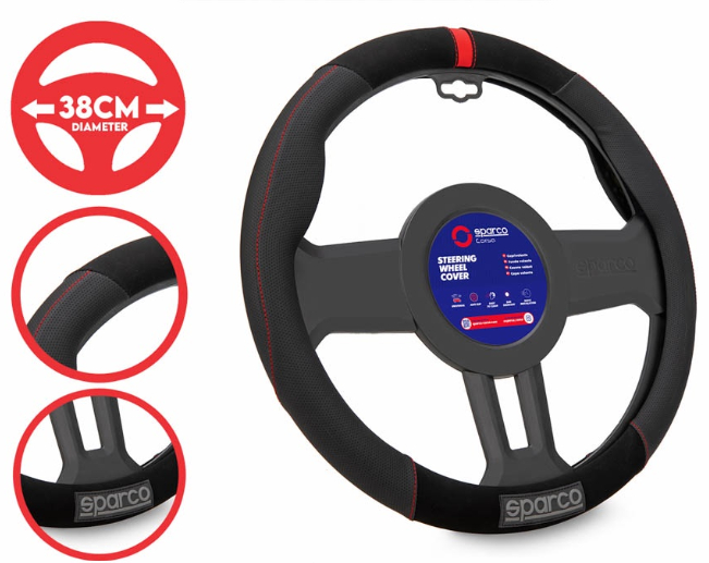 Sparco Corsa Steering Wheel Cover SPS130RD (Red) Universal Fit for Toyota, Mitsubishi