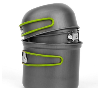 4pcs Durable Camping Picnic Hiking Utensils Outdoor Cooking Set Pots and Lid