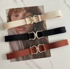 Women Simple Fashion Elastic Waist Belt Slim-fit Metal Bucket Stretchy Thin Ladies Belts Casual Female Dress Coat Decor Waistband