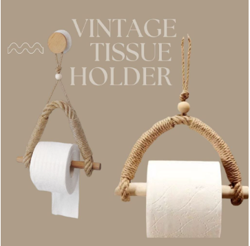 Vintage Bath Decor Tissue Holder Paper Roll Macrame Towel Rack Hanging Rope Wall Home Decoration IP