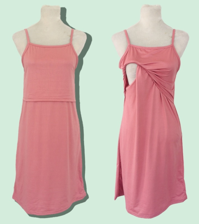 Best Moms Maternity and Nursing Spaghetti Dress Breastfeeding Wear OLD ROSE