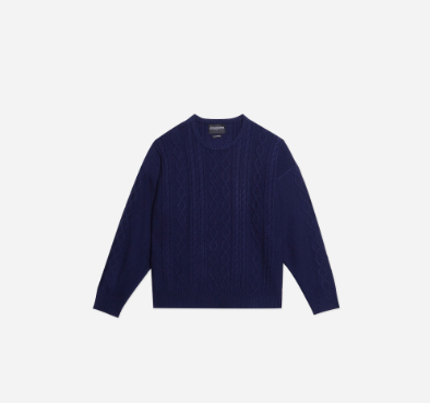 Penshoppe Relaxed Fit Cable Knit Pullover For Men (Navy Blue) [Sweater]