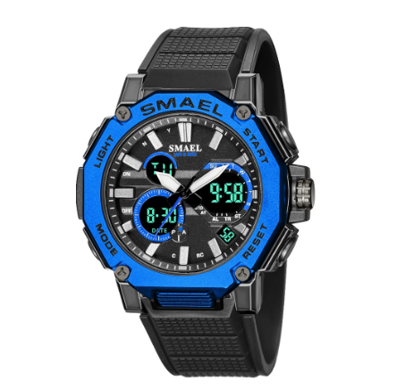 Smael 8047 Sports Quartz Watch Male Clock 50M Waterproof Stopwatch LED Backlight Multifunction Chronograph M7
