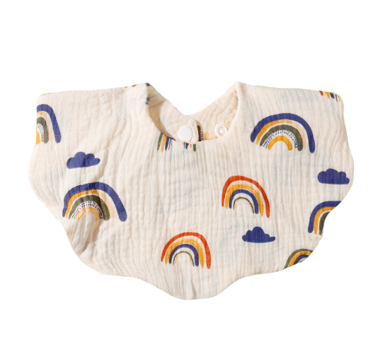 Baby Printed Towel Cotton Gauze Wavy Edge Muslin Bib BB6