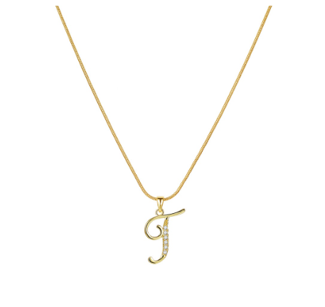 18K Gold Letter Pendant Necklace Retro Snake Chain Choker Diamond Couple Necklaces Jewelry Accessories Gift T