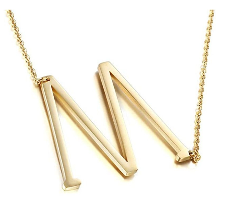 Stainless Chain with Letter Pendant Necklace M
