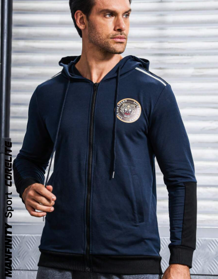 Manfinity Sport Corelite Men Letter Graphic Zip Up Drawstring Hooded Sports Jacket Workout Tops