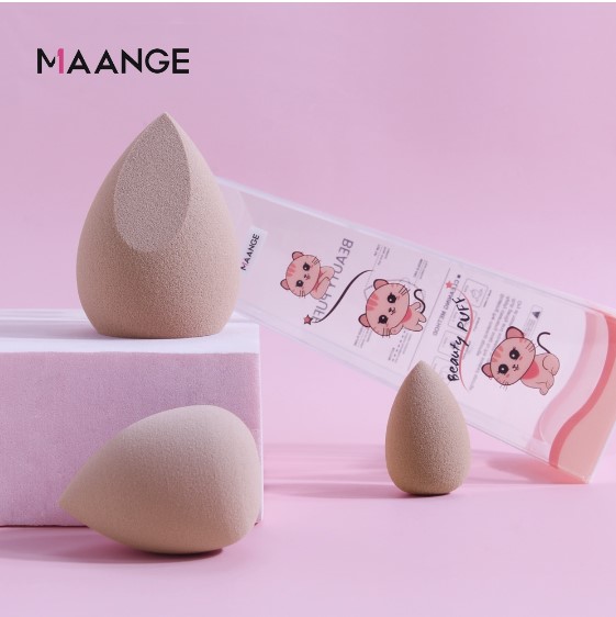 Maange  Makeup Sponges Powder Beauty Sponge Puff For Liquid Foundation 3 Pcs