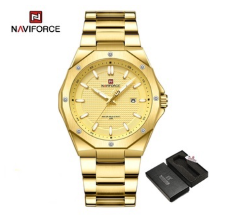 Naviforce Nf9200 Men's Luxury Military Sport Quartz Casual Dress Waterproof Creative Clock GOLD