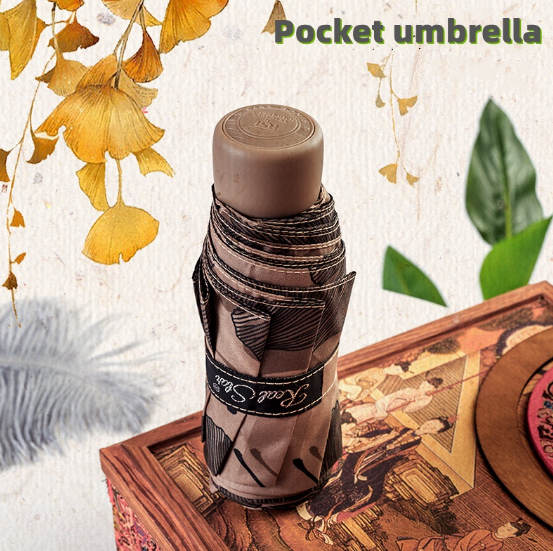 Umbrella RST 5209 Fashion Apricot Leaf 5 Folding Umbrella Windproof and Rainproof Dual-use Umbrella
