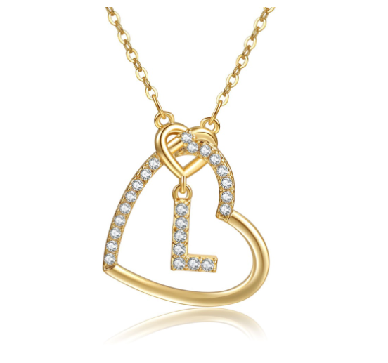 A-Z Letter Necklaces Fashionable Heart Pendant Accessories Women's Necklace L