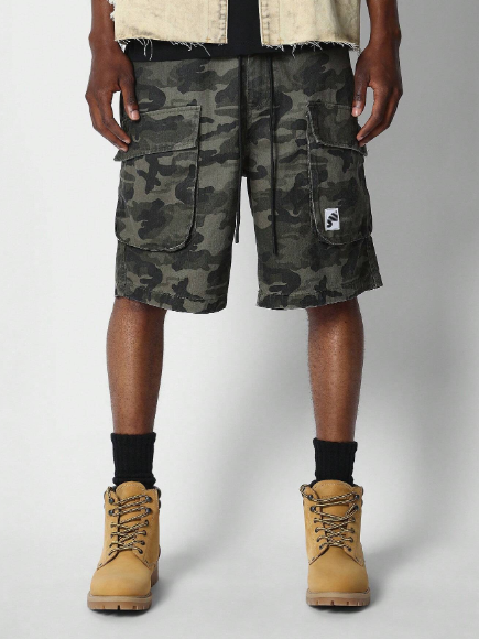 SUMWON Camouflage Denim Cargo Jorts