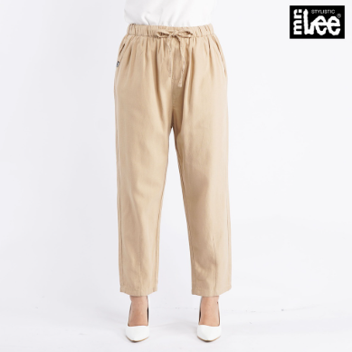 Stylistic Mr. Lee Ladies Basic Non-Denim Drawstring Trouser Pants for Women Trendy 138910-U(Khaki