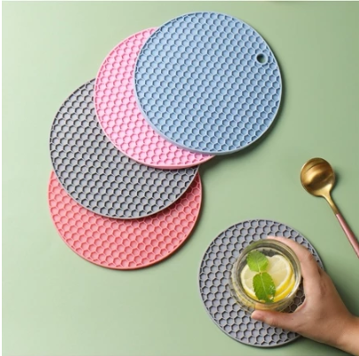 Round Insulation Rubber Mat Non-Slip Heat-Resistant Anti-Scalding Honeycomb Microwave Oven Mat Pot