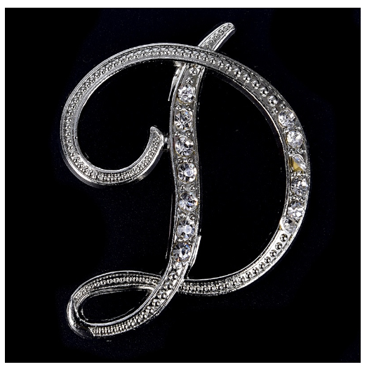 Crystal Rhinestone 26 Letters Women Collar Brooch Pin Corsage Bouquet Jewelry Modish D