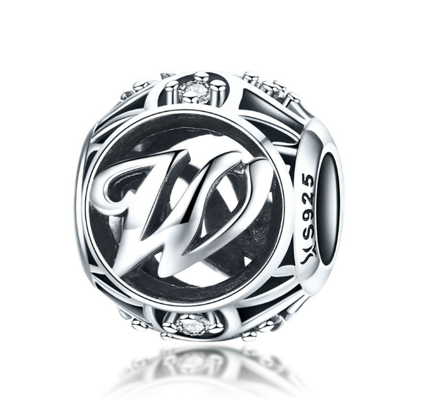 Bamoer 26 Letters A to Z Charm Sterling Silver 925 Bead For Bracelet & Necklace DIY Fashion Accessories W