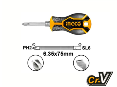 Ingco AKISD0202 2-in-1 Interchangeable Screwdriver Set with CR-V Material _H