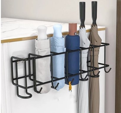 Umbrella Rack Wall-mounted Umbrella Storage Rack 4/6 Grids Metal Key Holder Wall Umbrella Organizer