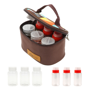 Super Portable Spice Shaker Seasoning Dispenser, 6Pcs Set with Rotating Lids & Travel Bag, Spice Jar, Salt and Pepper Sh