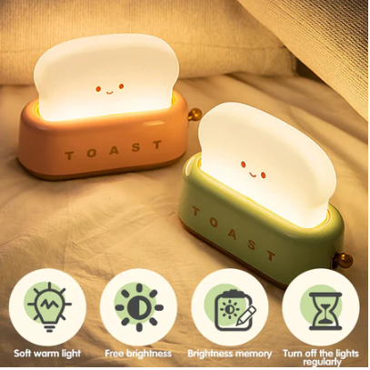 Toast Lamp Cute Bread Retro Night Light USB Rechargeable Warm Vintage Candle Table LED Baby Aesthetic Home Decor