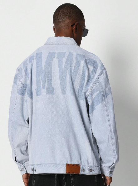 SUMWON Denim Jacket With Faded Back Graphic Print