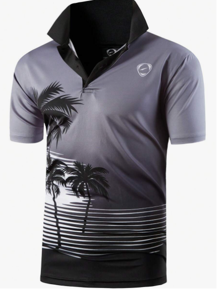 1pc Men's Sports Polo Tee, Quick-Dry Tennis/Golf/Bowling T-Shirt, 360-Degree Stretch Fit