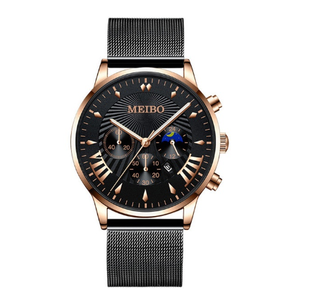 Luxury Gold Watch Men Fashion Calendar Display Stainless Steel Quartz Watch Waterproof Men's Wacthes 6