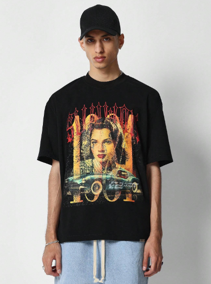 SUMWON Regular Fit Tee With Front Graphic Print College Ready