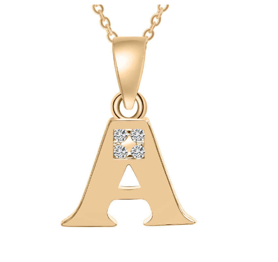 Couple Jewelry Fashion Gift Gold Color Cubic Zirconia A-Z Letter Copper Women Chain Pendant Initial A