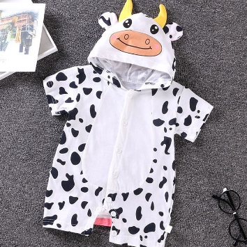 Cotton Ready Stock Baby Rompers Boy Cartoon Jumpsuit Animals Cute Hooded Clothes