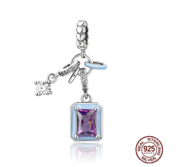 Authentic 925 Sterling Silver Blue Crystal Enamel Heart Charm Fit Women Bracelet Friend Surprise Birthday Jewelry Beads Gift 0028