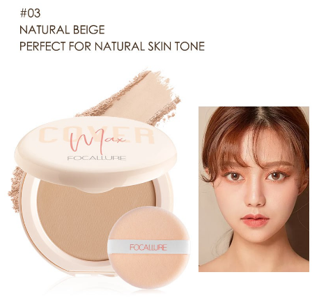 Focallure Perfect Cover Oil Control Matte Poreless Dry Wet Dual-Use Contain Vitamin C Powder Compact Makeup