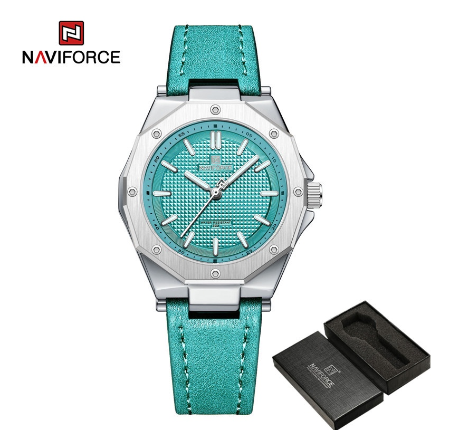 Naviforce Nf5026 Women Rose Gold Luxury Brand Diamond Fashion Dress Waterproof Clock SILVER SKYBLUE